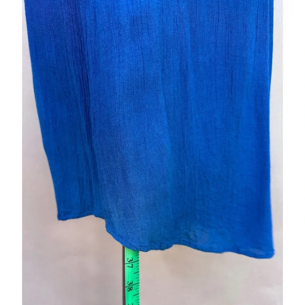 Studio West Womens L Blue Bell Sleeve Embroidered Floral Shift Dress Boho Coasta